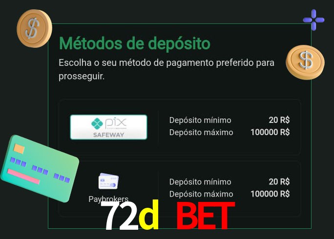 O cassino 72d bet oferece uma grande variedade de métodos de pagamento